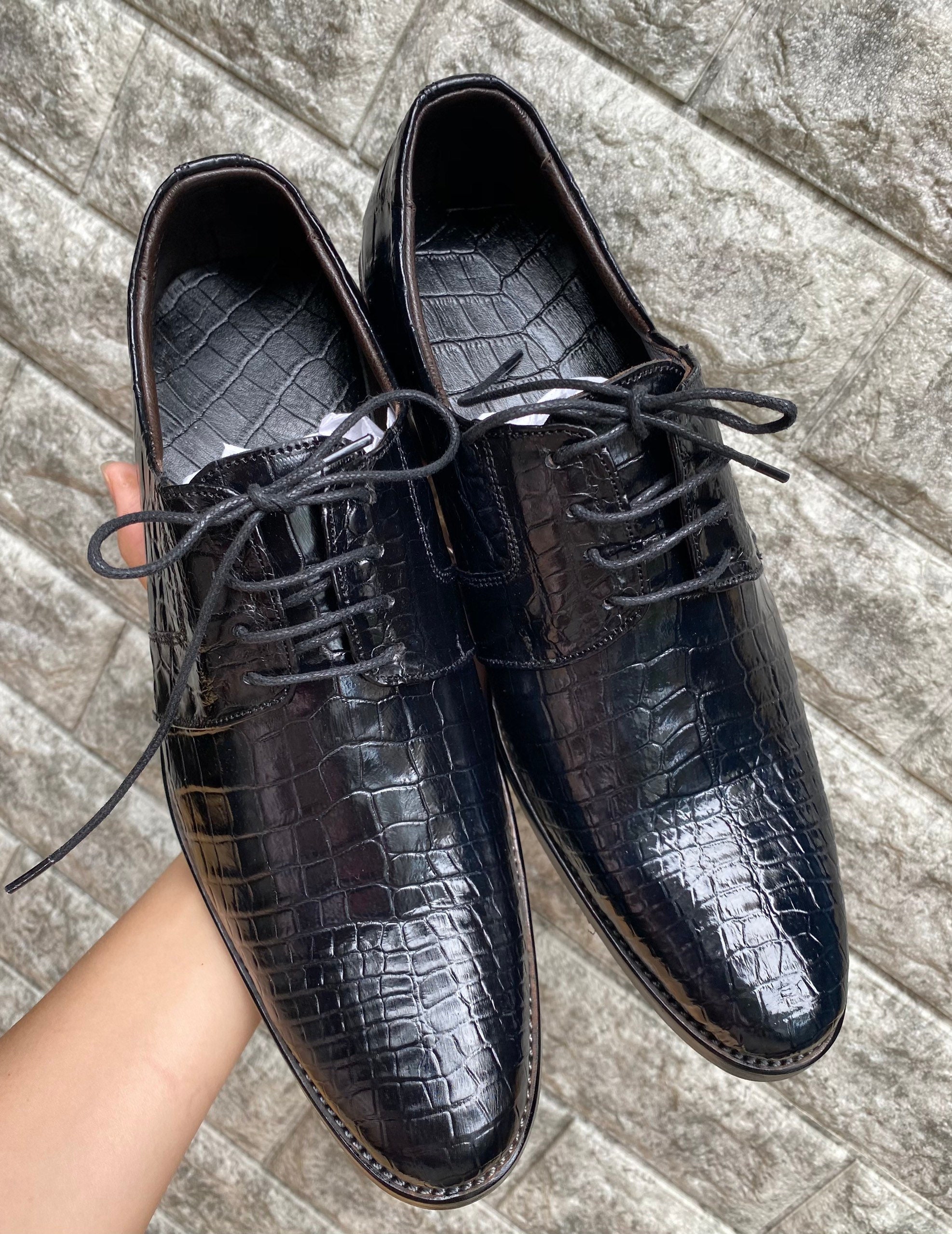 Zapatos de hombre de cuero de cocodrilo vietnamita genuino Etsy