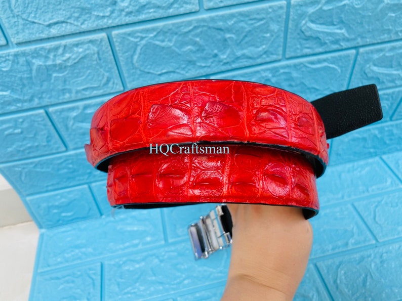 Customize Belt Gift For Him Red Premium Genuine AlligatorCrocodile Belt Mens BuckleHigh Quality Handmade Leather Belt For Men