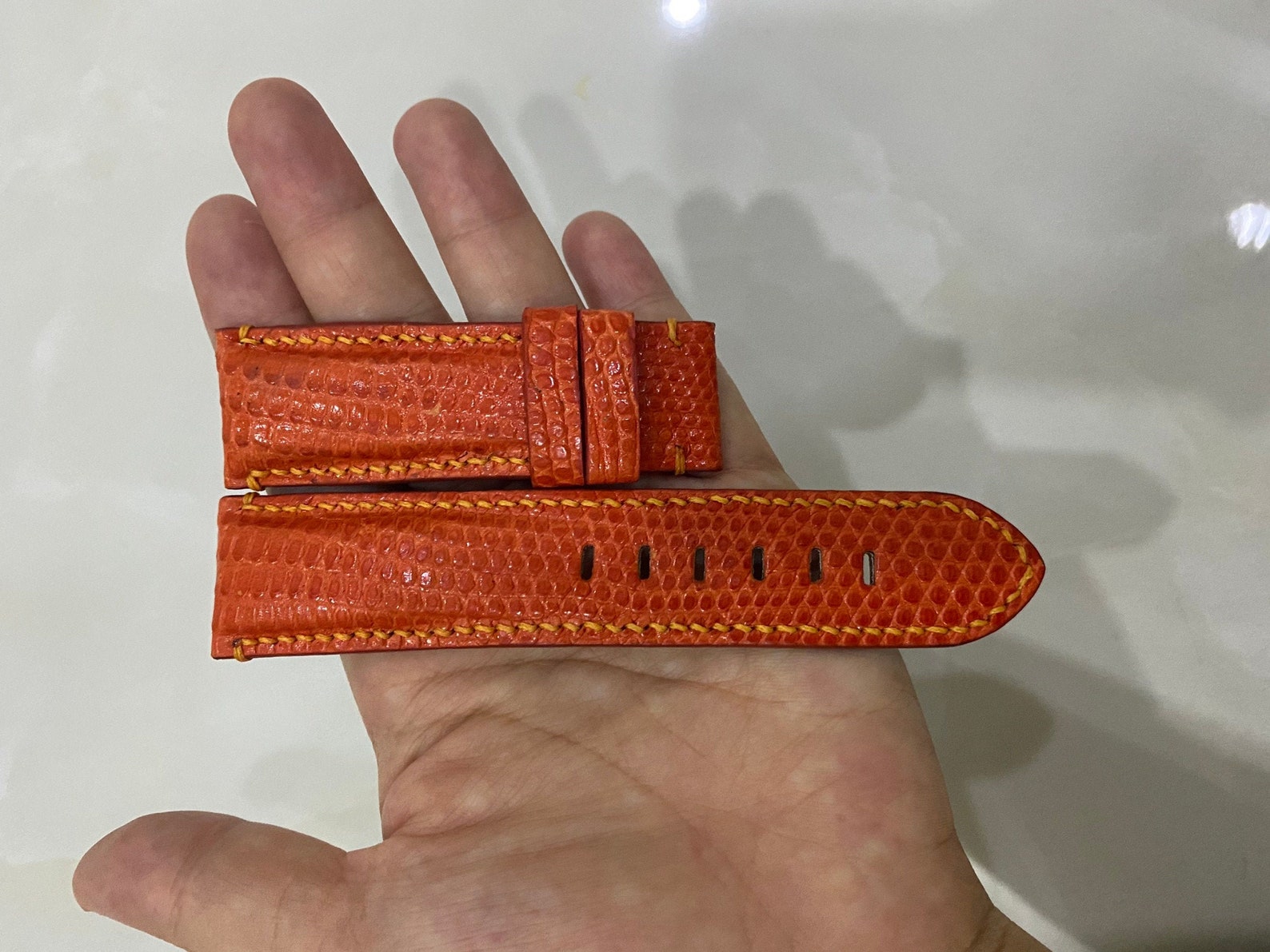 Orange Lizard Leather Watch Strap Band Custom Watch Strap - Etsy
