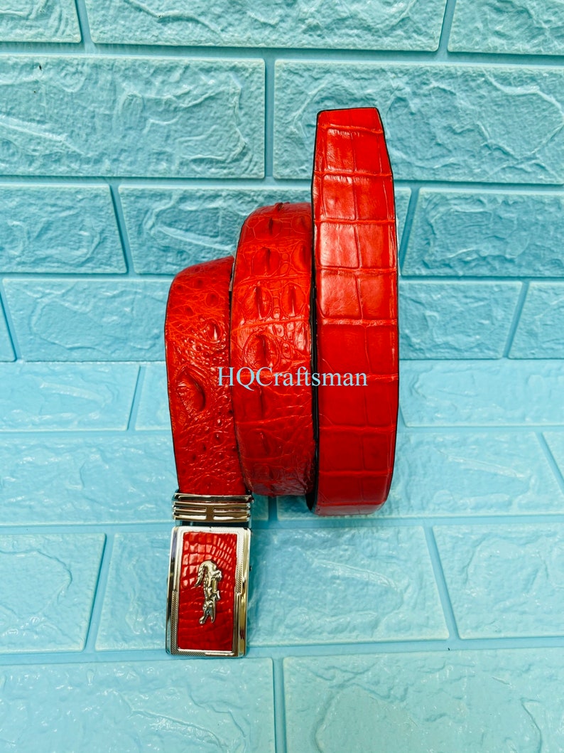 Customize Belt Gift For Him Red Premium Genuine AlligatorCrocodile Belt Mens BuckleHigh Quality Handmade Leather Belt For Men