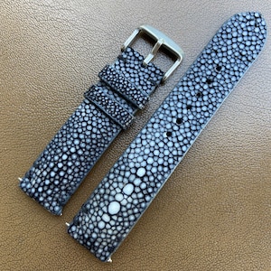 Black Stingray Leather Handmade Watch Strap Band, Custom Watch Bracelet Band, Size 16mm 18mm 19mm 20mm 21mm 22mm 23mm 24mm 25mm 26mm