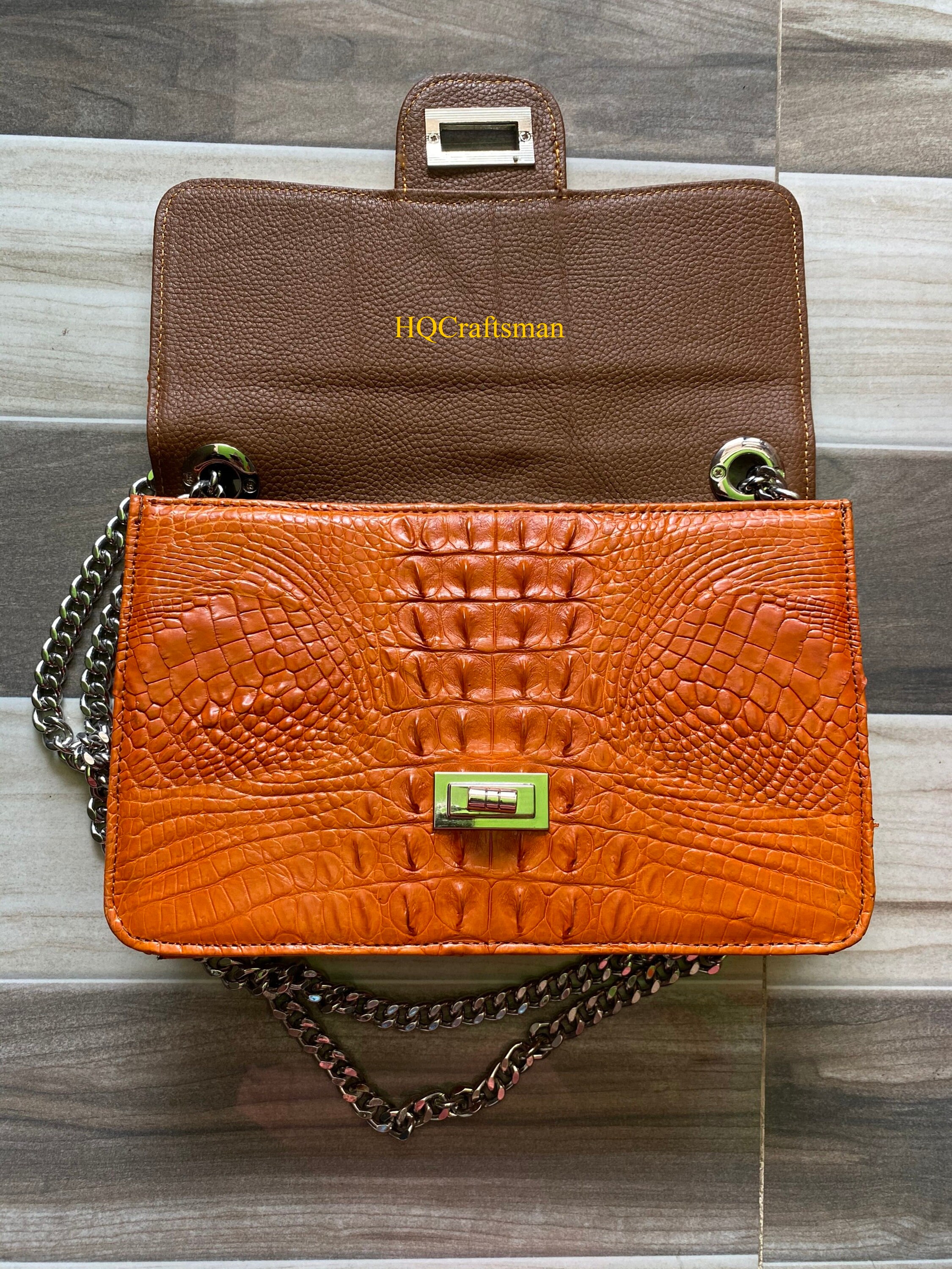 Oảnge Mini Crossbody Bag Vietnamese Alligator Leather Hanbag Etsy