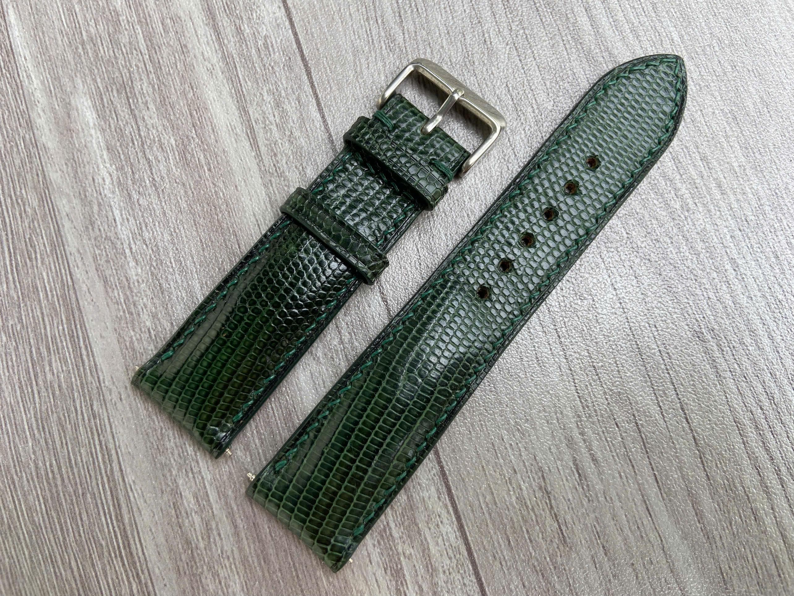 Bracelet montre cuir Veluro vert foncé sans coussinet 18mm 20mm 22mm