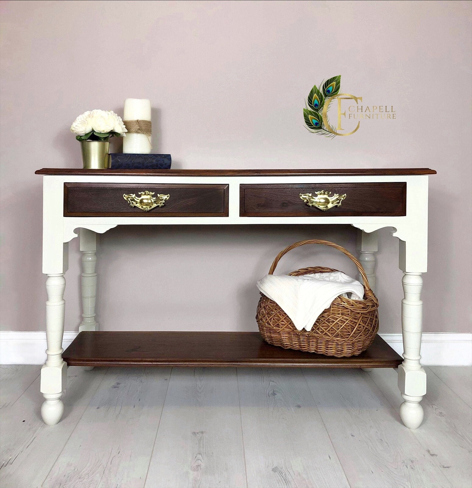 Oak Base and Mahogany Top Upcycled Hall Table /console Table, Country Style Kitchen Island, Side ...