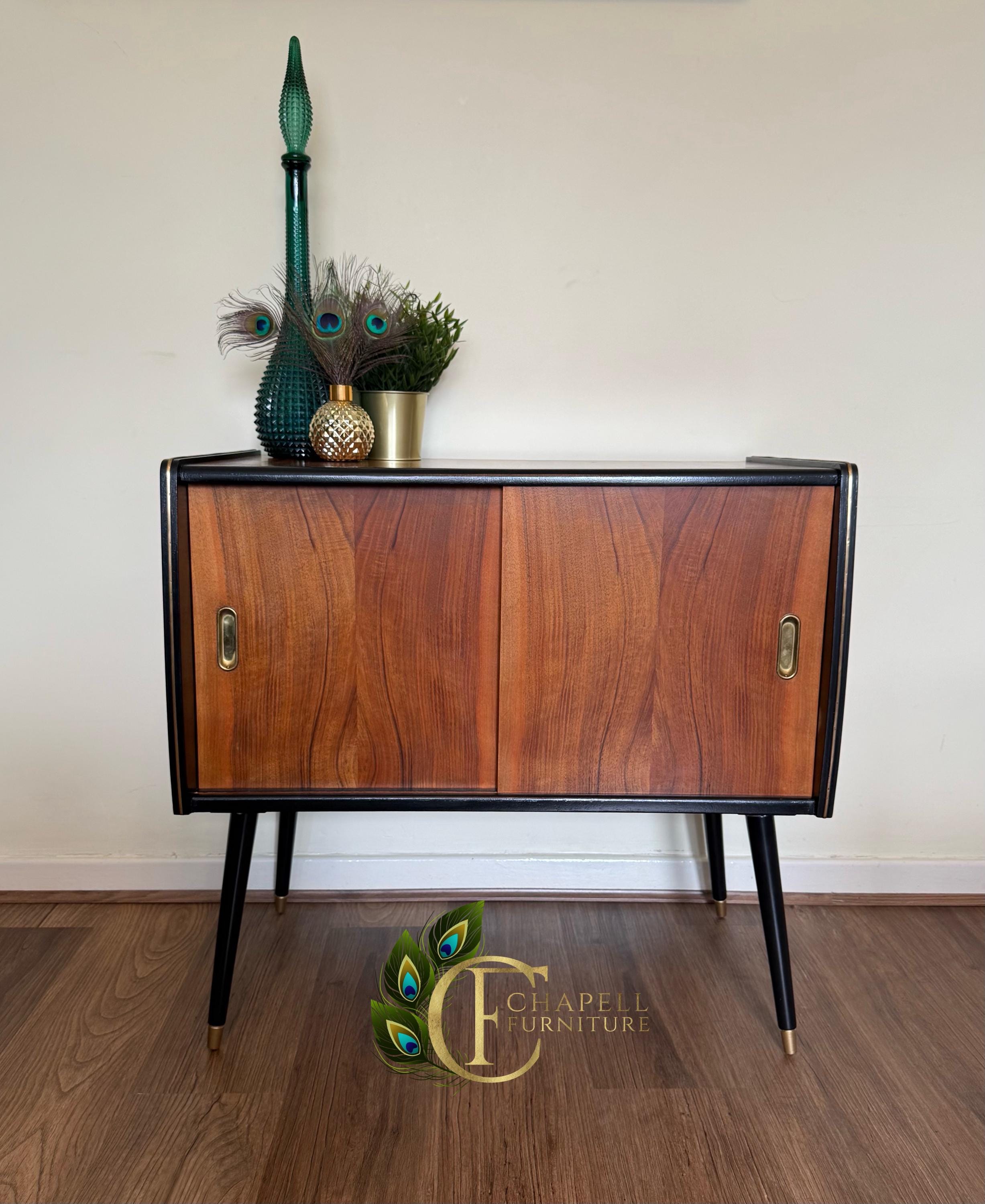 Mid Century 1950s Retro Vintage Record Cabinet on Dansette legs, Vinyl Storage, 1950s Furniture