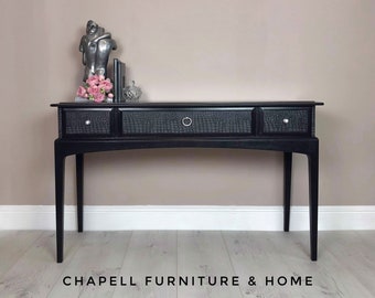 SOLD SOLD Stag minstrel Hall table, Console table with 3 drawers,  hand painted in black and crocodile print textured decoupage