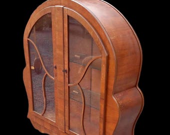 Art Deco Curved Display/Cocktail/Drinks Cabinet