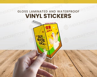 silly goose juice, food stickers, food journal, vinyl sticker, vinyl decals, silly goose, hydroflask, tumbler, goose juice, stanley quencher