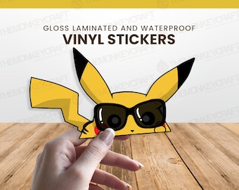 Pika Mouse Peeker Vinyl Sticker | Car Decal | Peeker Stickers | Peekers | Cute Peekers | Car Peeker Stickers | Pika Pika | Monster Peekers