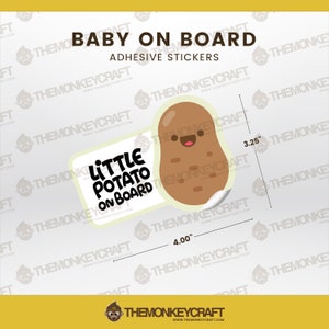Baby On Board | Mały Ziemniak | Naklejki dla niemowląt | Naklejki bezpieczeństwa | Naklejki na zderzak | Prezenty dla niemowląt | Naklejka dla niemowląt | Naklejka na samochód | Winyl samochodowy | Dzieci