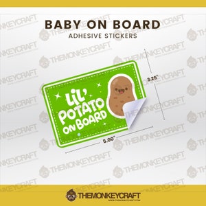 Baby On Board | Mały Ziemniak | Naklejki dla niemowląt | Naklejki bezpieczeństwa | Naklejki na zderzak | Prezenty dla niemowląt | Naklejka dla niemowląt | Naklejka na samochód | Winyl samochodowy | Dzieci