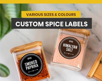 Spice Labels • Minimalistic Design • Custom Spice Labels • Water Resistant • Modern Spice Jar Labels • Pantry Decals Custom Spice Jar Labels