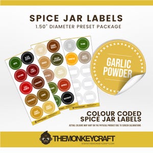 Colourful Spice Labels • Minimalistic Design • Custom Spice Labels • Water Resistant • Modern Spice Jar Labels • Pantry Decals Custom Spice
