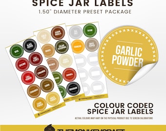 Colourful Spice Labels • Minimalistic Design • Custom Spice Labels • Water Resistant • Modern Spice Jar Labels • Pantry Decals Custom Spice