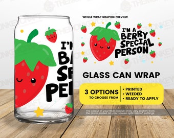 Berry Special, 16 oz Glass Can Wrap, Libbey Glass Wrap, Permanent Adhesive Vinyl, Cute Transfers, Glass Can Transfers, Libbey Transfers