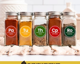 Jar Labels • Periodic Table • Custom Spice Labels • Modern Spice Jar Labels • Pantry Decals Custom Spice • Colorful Spice Labels • Kitchen