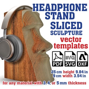 Headphone Stand Sliced Vector Template Svg, Headphone stand, Headphone Holder SVG, Parametric Stand, Headset Stand Svg, Cardboard SVG, PDF