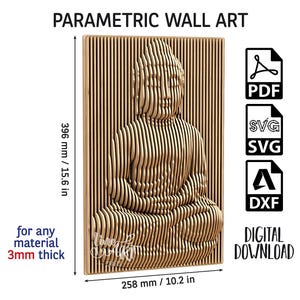 Wall Art Panel Buddha, Parametric Vector template, Decorative Panel SVG, PDF, DXF, Digital Download image 1