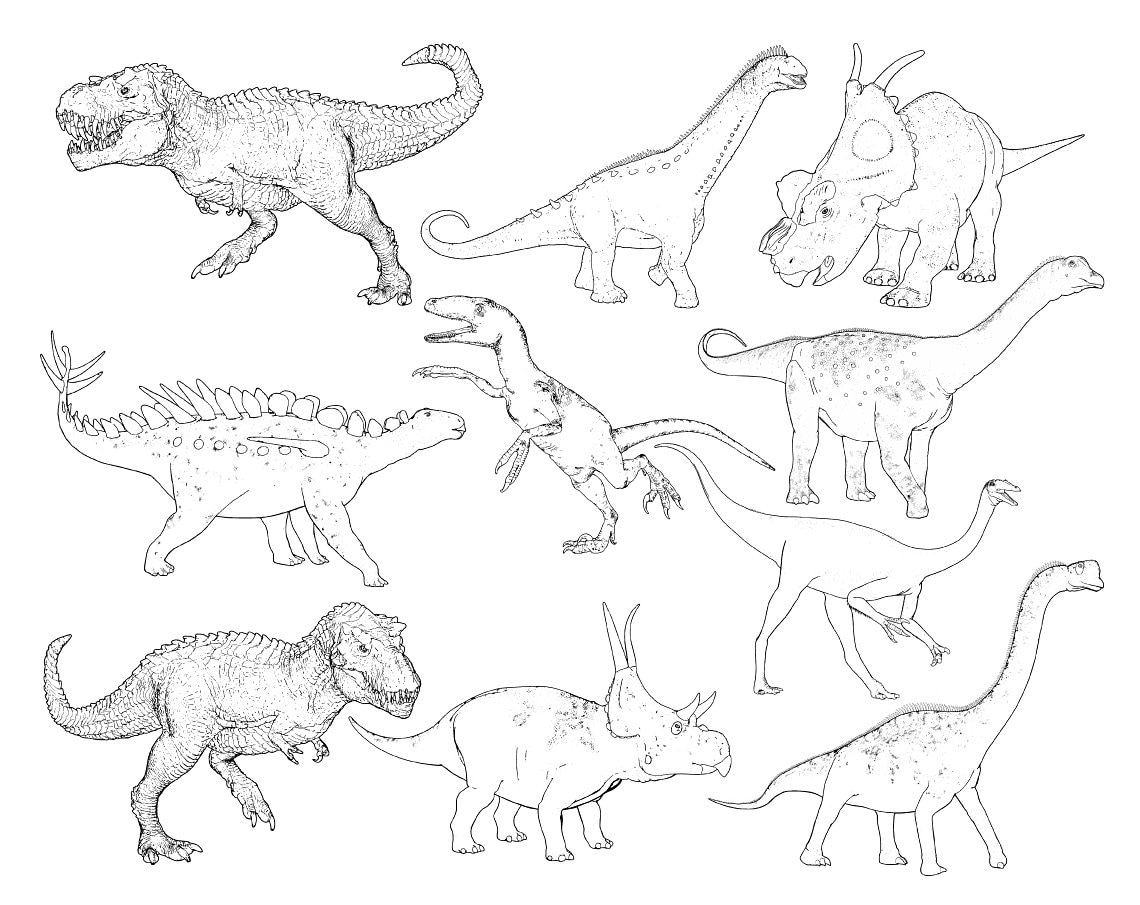 Dinosaur Coloring Pages Dinosaur Coloring Book T-rex | Etsy