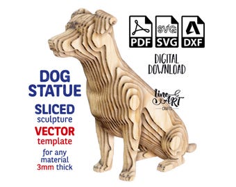 Hunde Figur Geschnitten Vektor Vorlage 3 mm, Hunde Skulptur, Hunde Papp Statue, Parametrische Hunde Figur, svg, Pdf, Dxf, LaserCut, Digital Download