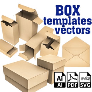 Box templates Vector files, Envelope templates vector, Box template Svg, Cricut Svg, Pdf, Cdr, Ai, Eps, Dxf for Cutter, Printer, Gift