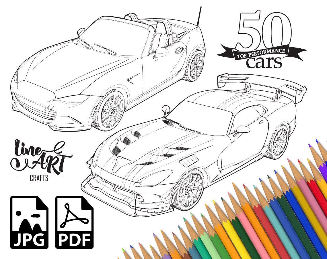 Cars Coloring Pages / Cars Coloring Book / Sports Car Coloring - Etsy