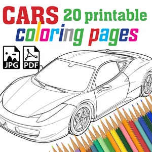 Cars Coloring Pages / Cars Coloring Book / Coloring Pages Cars / Printable Car Coloring Pages / Automobile Coloring Book / Jpg, Png, Pdf