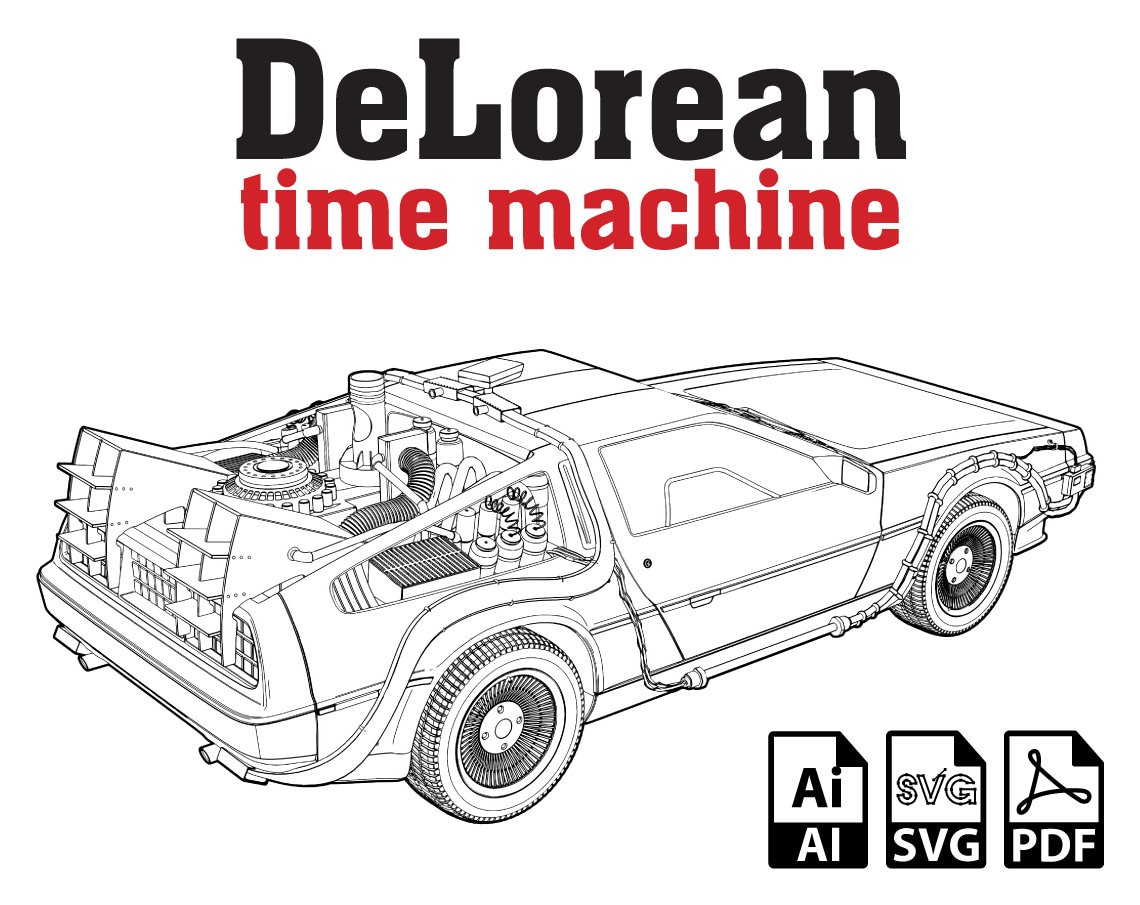 Dessin Delorean Retour Vers Le Futur DeLorean Time Machine Vector Svg DeLorean SVG DMC DeLorean - Etsy France
