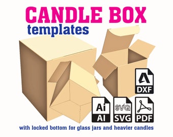 Candle Box SVG templates Vector, Candle Gift Box vector templates SVG, Box template Svg, Cricut Svg, Pdf, Ai, Dxf for Cutter, Printer, Gift