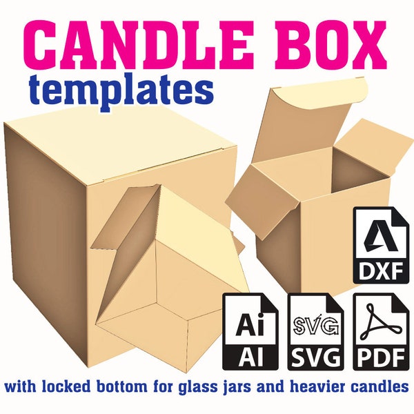 Candle Box SVG templates Vector, Candle Gift Box vector templates SVG, Box template Svg, Cricut Svg, Pdf, Ai, Dxf for Cutter, Printer, Gift