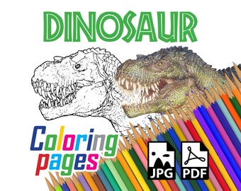 Dinosaur Coloring Pages, 25 Prehistoric Illustrations (JPG, PDF)