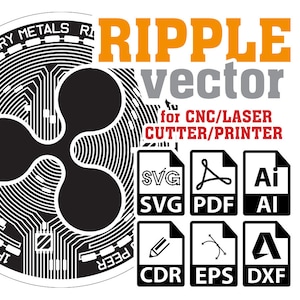 Ripple Svg Vector, Ripple Vector for CNC, Laser, Cutter, Printer, Ripple Coin SVG, Crypto Coin Vector template, Svg, Pdf, Ai, Cdr, Dxf, Eps