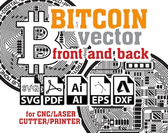 Bitcoin SVG front and back, BTC, Bitcoin Svg for Cnc, laser, cutter, printer, BTC Crypto Coin, Bitcoin backside, Svg, Pdf, Ai, Cdr, Dxf, Eps