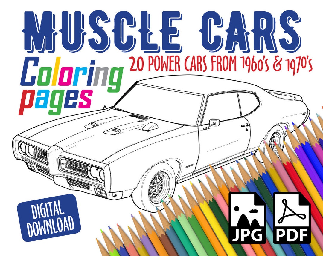 Muscle Cars Coloring Book 20 American Classic Cars Coloring Etsy