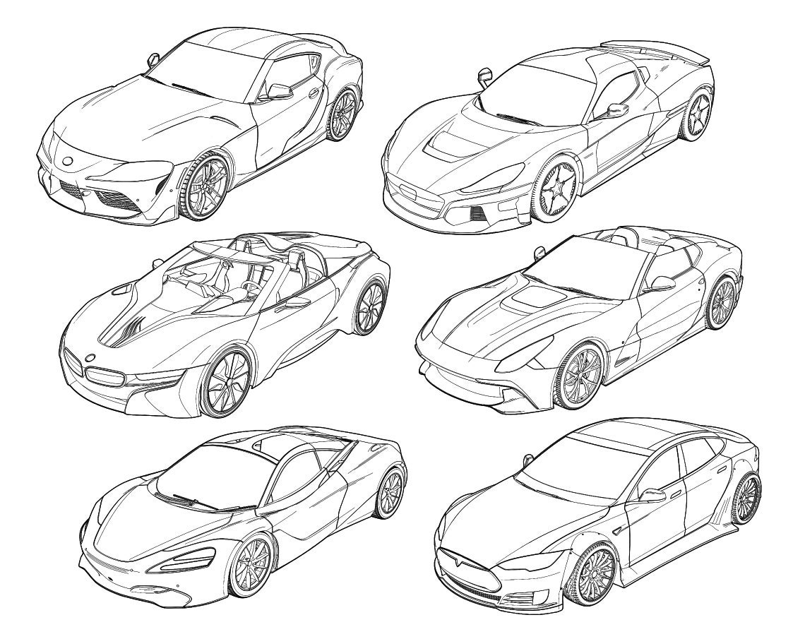 Cars Coloring Pages / Cars Coloring Book / Sports Car Coloring Etsy