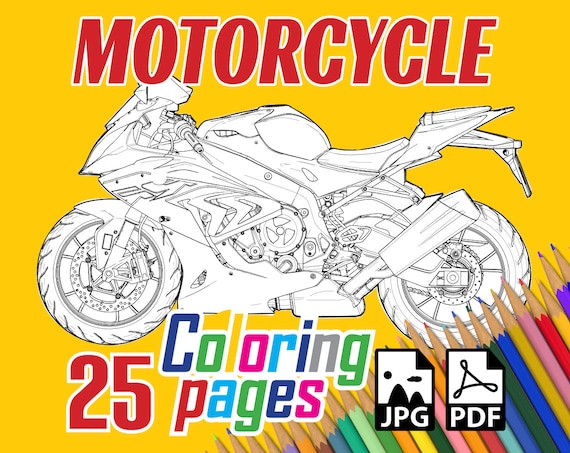 Motorbike colouring pages deals