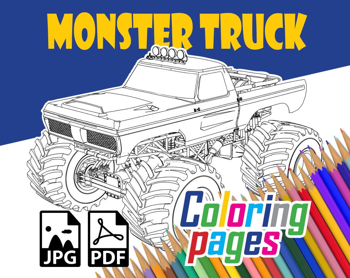 Monster Truck Coloring Book for Kids Children and Adults 50 Pages