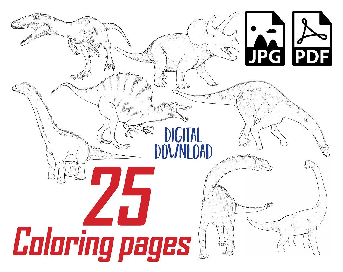 Dinosaur Coloring Pages Dinosaur Coloring Book T-rex | Etsy