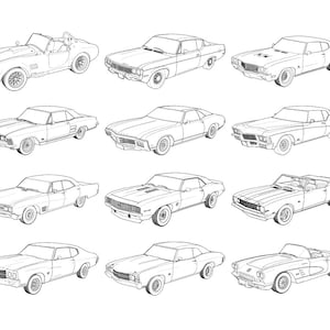 Muscle Cars Coloring Book, 50 American Classic Cars Coloring Pages