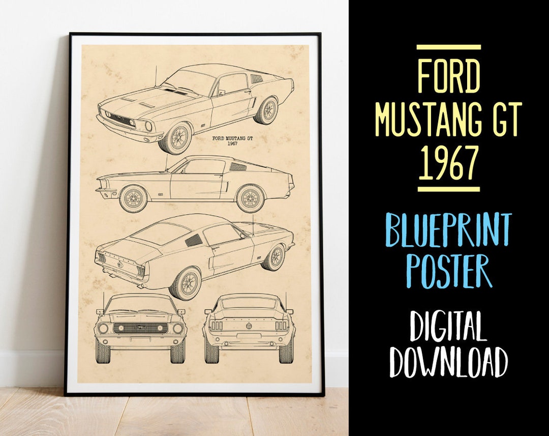 1967 Ford Mustang GT Blueprint Ford Mustang Gt 1967 Printable - Etsy