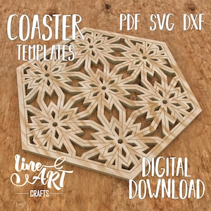 Porta-copos Hexagonais SVG, Modelos de Porta-copos Hexagonais Vetoriais, Porta-copos Geométricos SVG, Conjunto de Modelos de Porta-copos Svg, Porta-copos Recortados a Laser SVG, PDF, AI, DXF