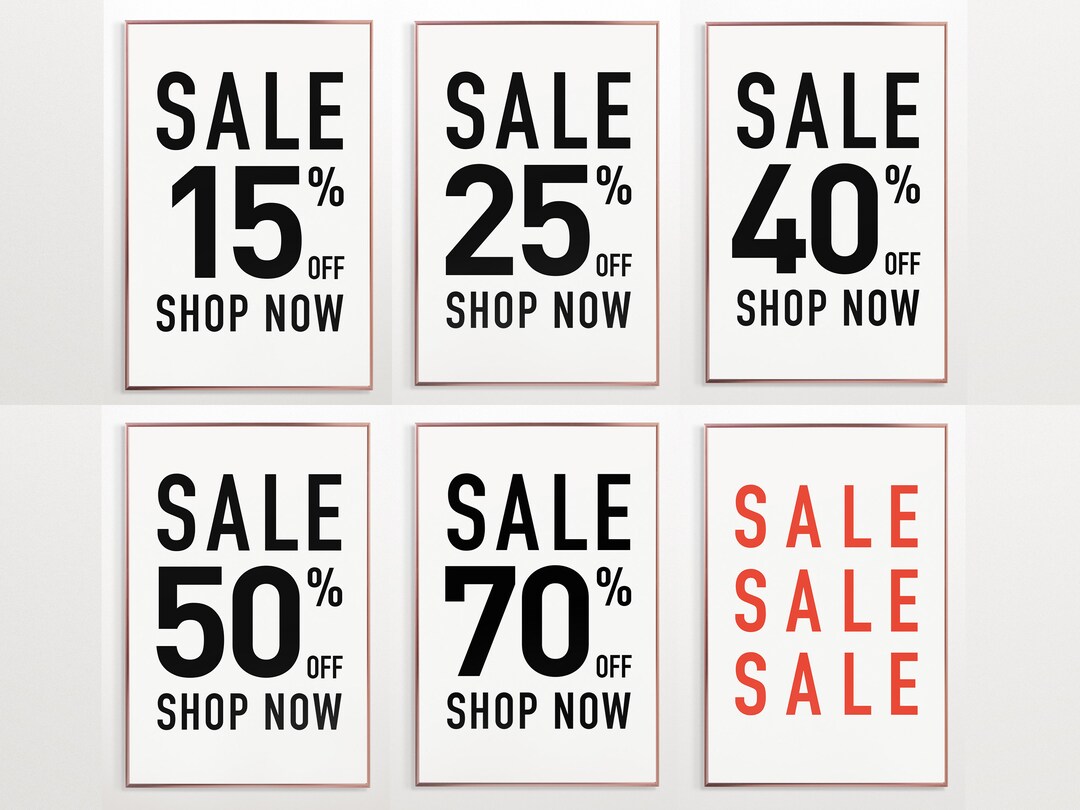6 Set of SALE, Signs Download for Retail Shop / Boutique, Small ...