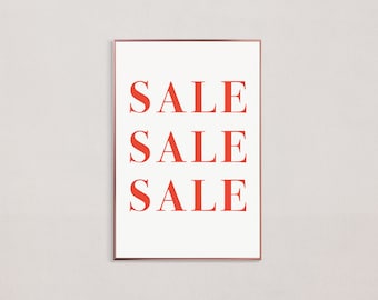 REBAJAS, Descarga de letreros para tiendas minoristas/boutiques, Suministros esenciales para pequeñas empresas, Diseño tipográfico moderno minimalista, Impresión, Descarga instantánea