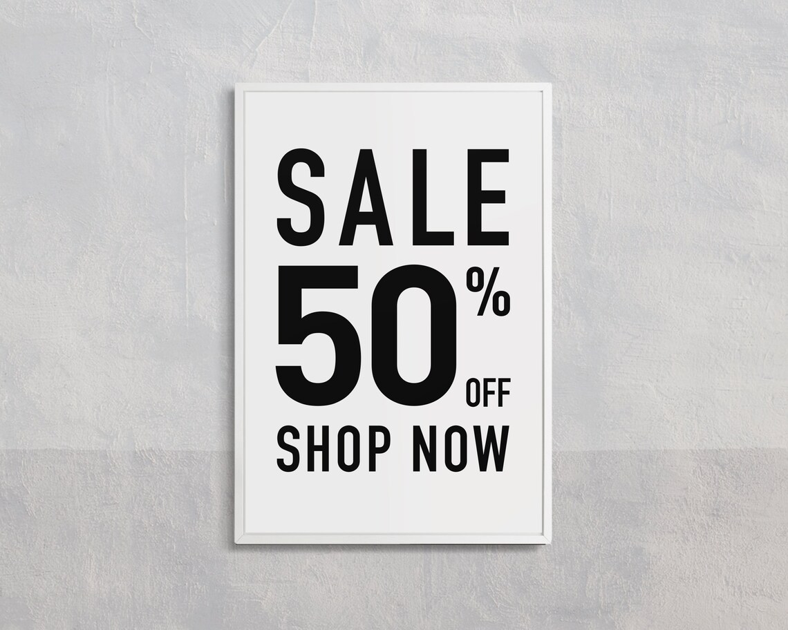 SALE 50% Off, Sign Download for Retail Shops or Boutiques, Small ...