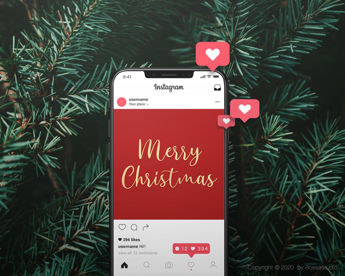 Merry Christmas Social Media Holiday Greetings Cards Digital | Etsy