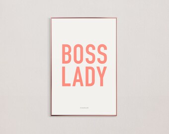 Boss Lady Sign, Pink Typography Art Print, Personal Branding (Digital Download)