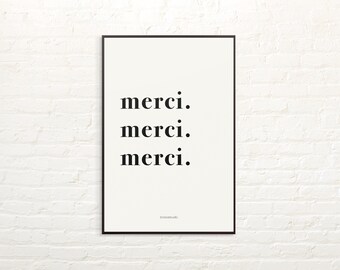 Merci French Thank You Sign, Minimalist Home Decor, Branding High Energy (Digital Download)