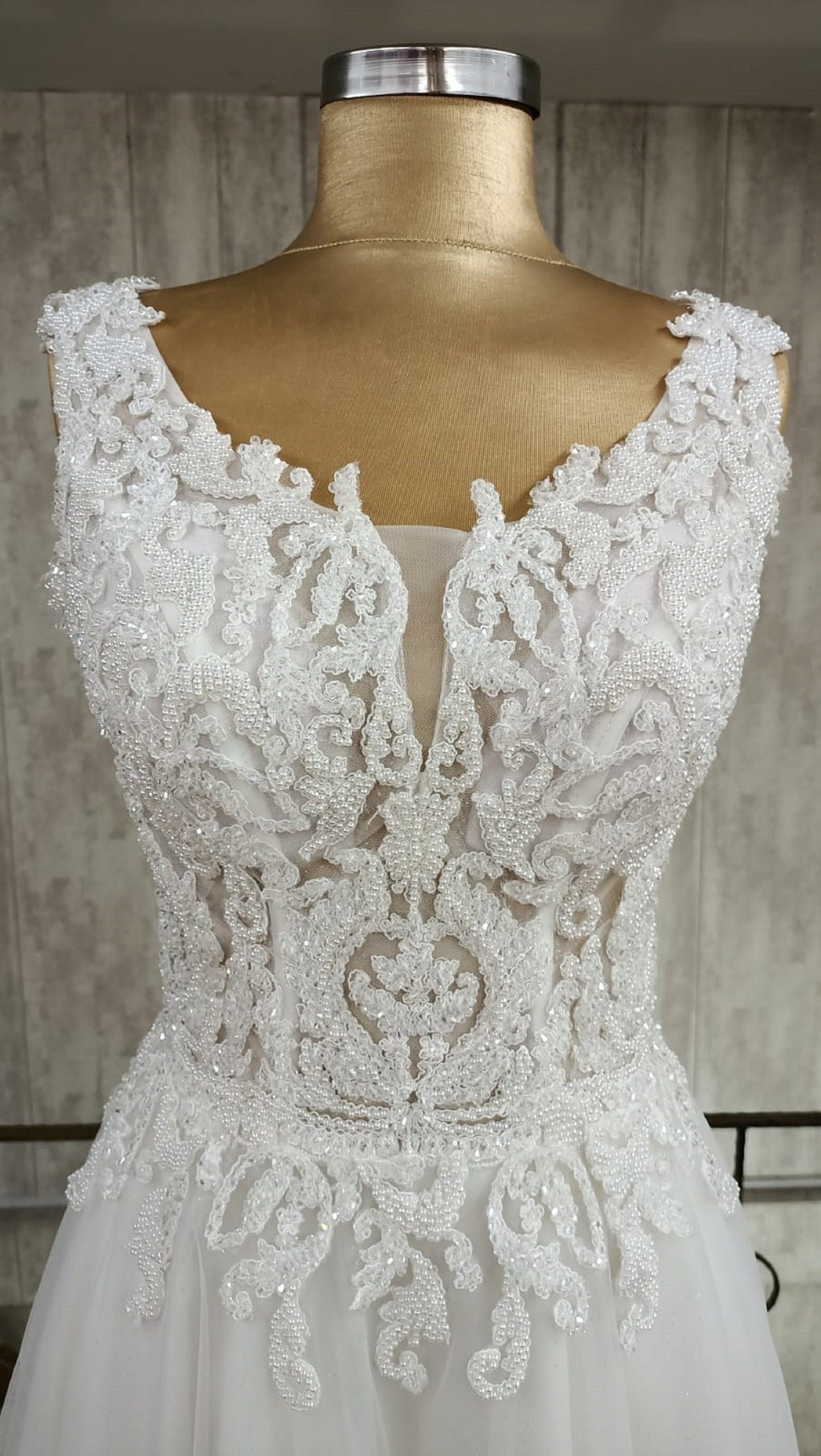 Wedding Dress Ecru Color Wedding Dress Lace Ivory Wedding - Etsy