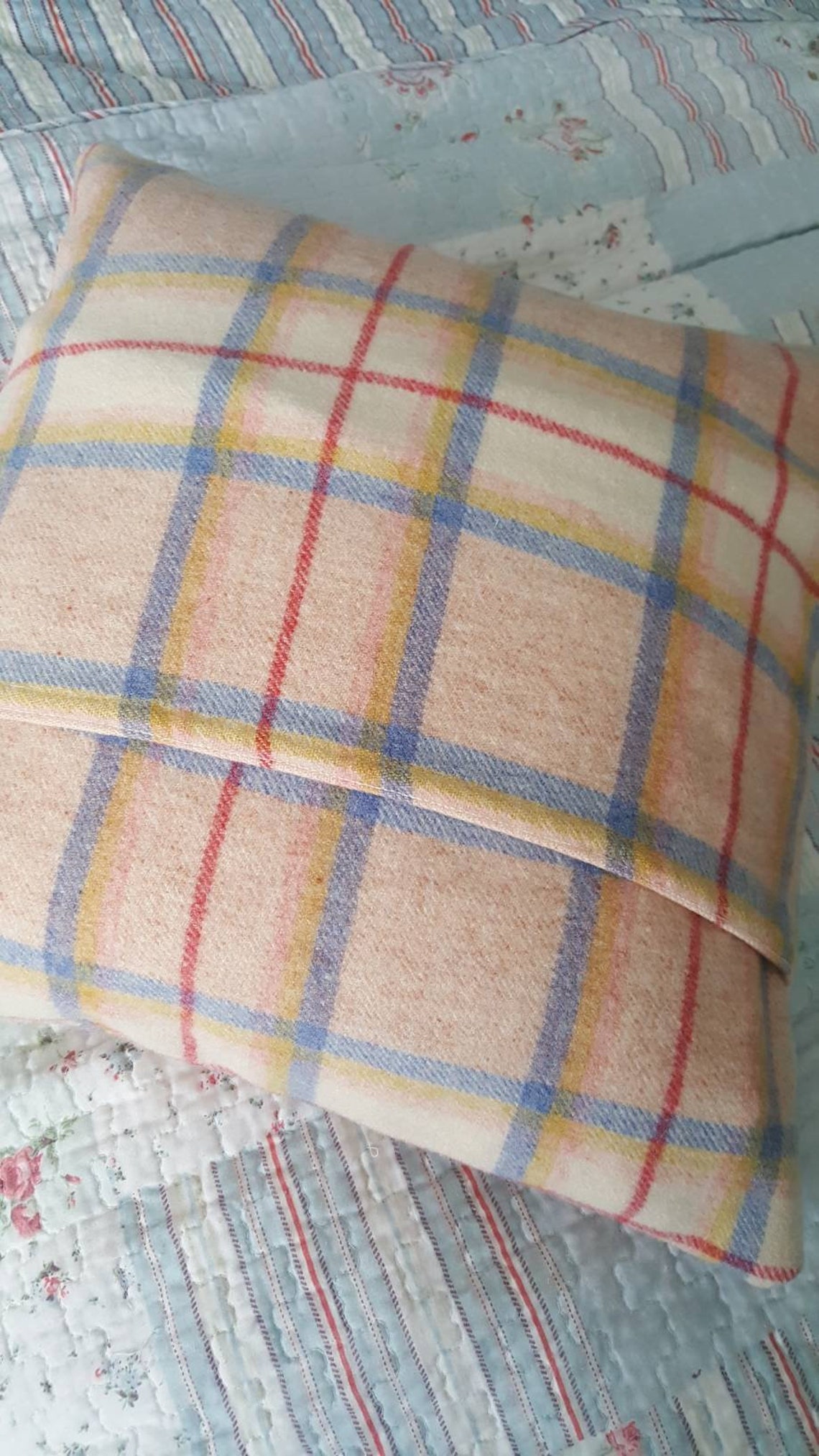 Welsh Cushion Welsh Wool Cushion Welsh Blanket Cushion Pink Etsy