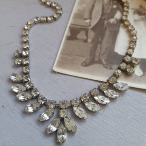 Collier Ras-du-Cou Vintage Strass - Faux Diamant - Rétro - Bon état